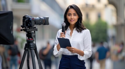 The journalist conducting interview
