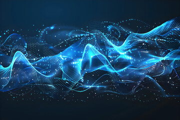 Naklejka premium A digital wave pattern with glowing blue lines.