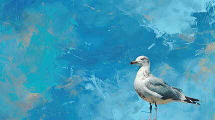 Obraz premium Lonely seagull against blue sky