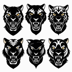 set of black and white heads