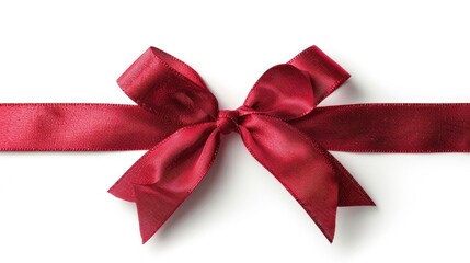 Fototapeta premium Red ribbon isolated for crafting bow on white backdrop