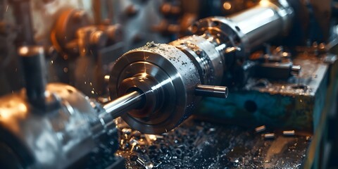 Experienced lathe operator working with metal machinery professionally. Concept Metal Lathe Operations, Machinery Expertise, Precision Tooling, Manufacturing Industry