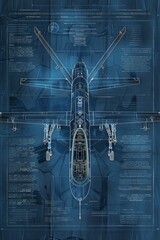 A blueprint illustration of a combat drone, its components overlaid with philosophical text on warfare