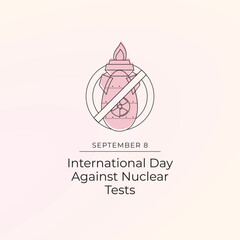 International Day against Nuclear Tests. Line art design. Vector design. Continuous line. Good for usage template. eps 10.