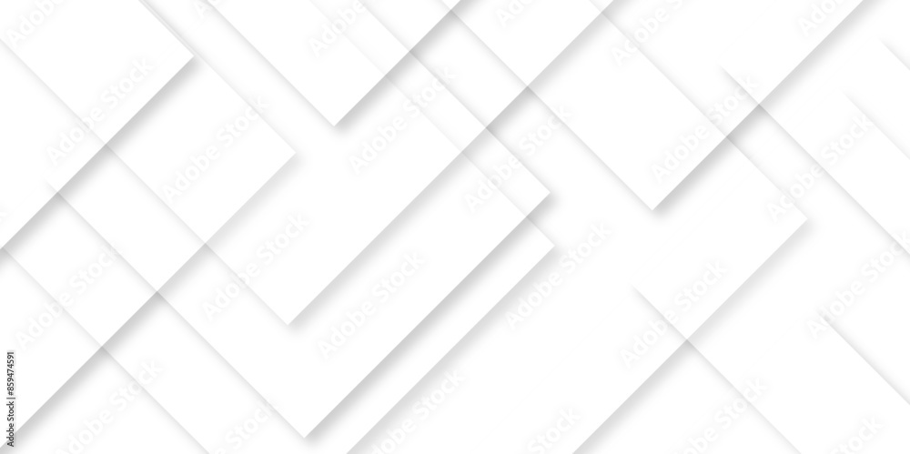 Fototapete Abstract white background with diamond and triangle shapes layered in modern abstract pattern design.Grey white abstract square background geometry shine and layer element vector for presentation.