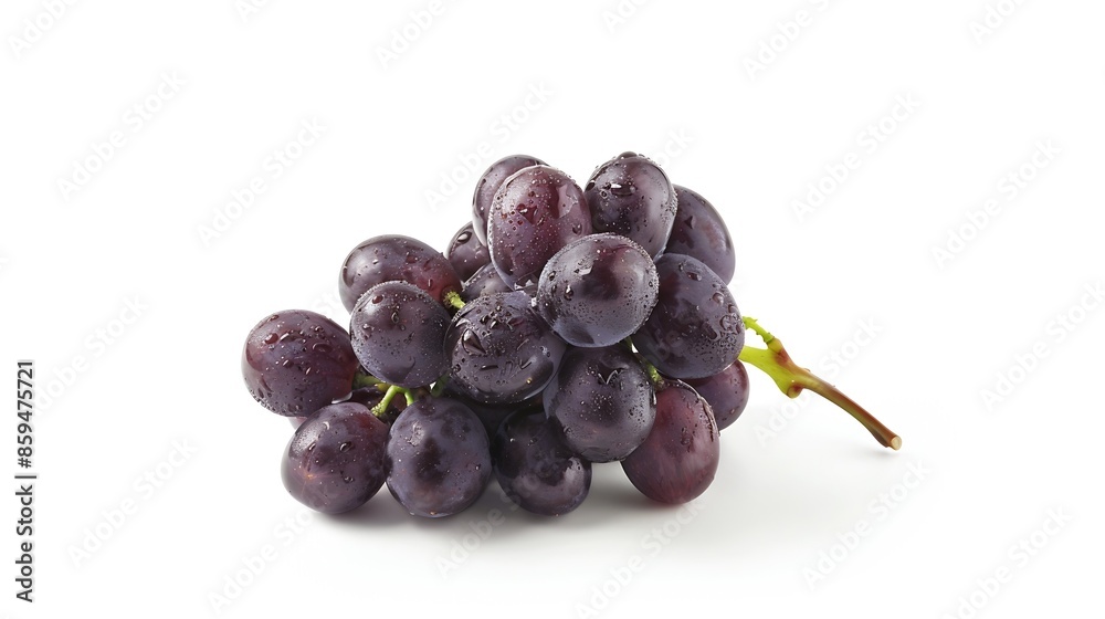 Poster Dark red grape isolated on white background : Generative AI