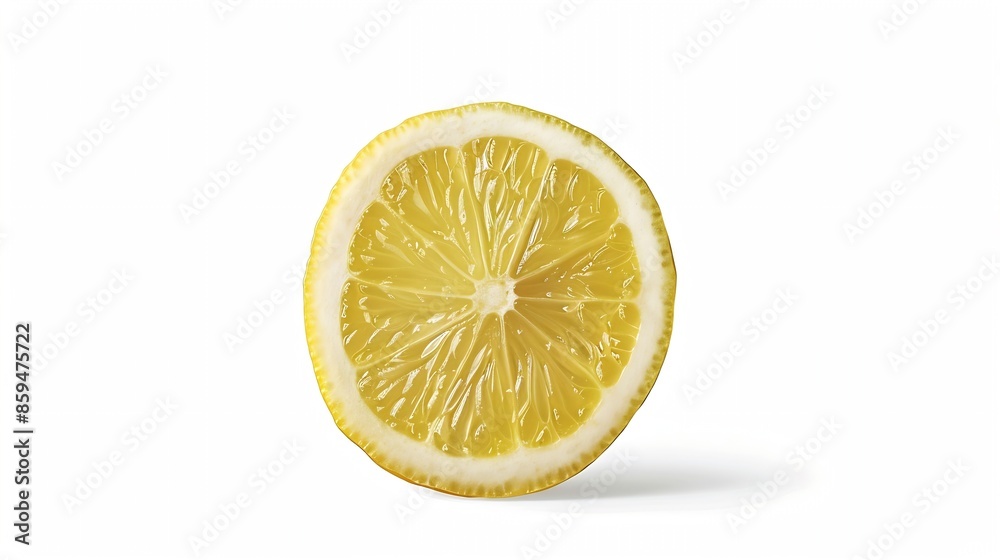 Aufkleber Half of yellow lemon citrus fruit isolated on white background with clipping mask alpha channel for quick isolation Full depth of field : Generative AI
