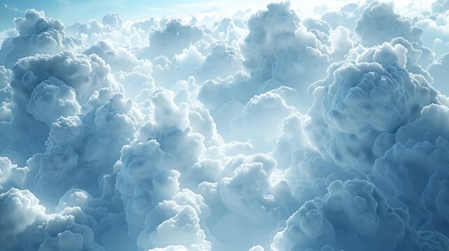 Cotton candy-like lumpy clouds, clear pastel-toned skies ai generated