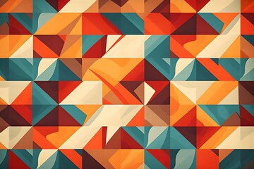Obraz premium Geometric Pattern in Bold, Vintage Colors. Colorful Geometric Pattern with a Nostalgic, Bold and Colorful Geometric Design.
