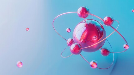 Atomic protons, fundamental atomic structure, top view, source of positive charge, robotic tone, colored pastel, uhd, copy space for text,