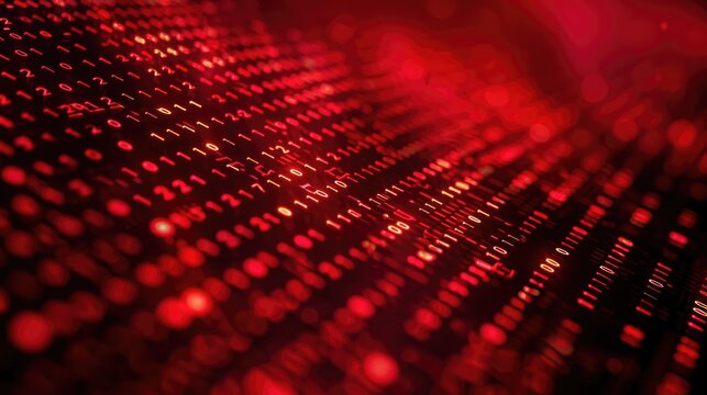 Binary code. Red glowing numbers. Computer programming concept. AIG535