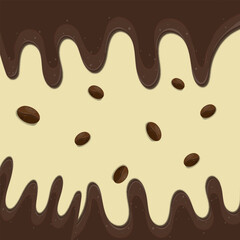 coffee beans background pattern with coffee flowing template