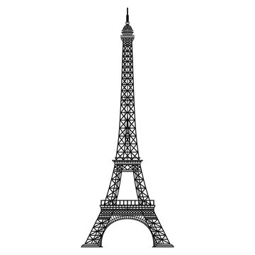 recommend clip art: eiffel tower black and white vector outline, Eiffel tower - France , Paris World famous buildings monochrome vector illustration.
