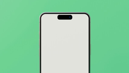 Smart phone mockups on a green background. Ultra realistic smartphone. Device UI UX mockup for presentation template. Cellphone frame with blank white screen isolated templates.