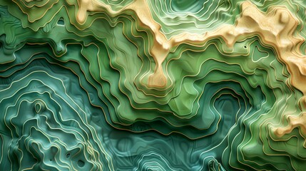 Obraz premium Detailed topographic map with contour lines and natural colors.