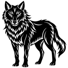 Illustration of, Black Wolf, Howling