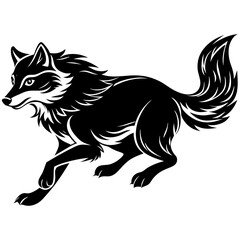 Illustration of, Black Wolf, Howling