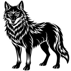 Illustration of, Black Wolf, Howling