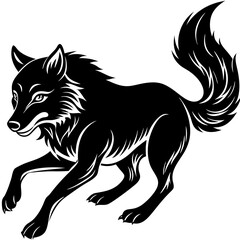 Illustration of, Black Wolf, Howling