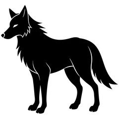 Illustration of, Black Wolf, Howling