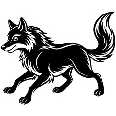 Illustration of, Black Wolf, Howling