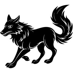 Illustration of, Black Wolf, Howling