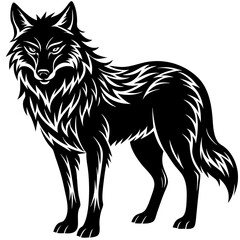 Illustration of, Black Wolf, Howling