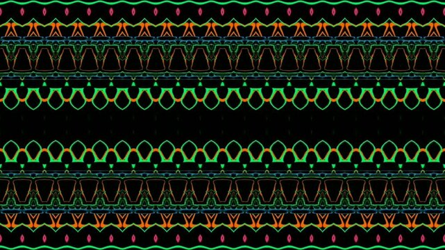 Kaleidoscope fractal motion graphics with beautiful textures. Vintage ethnic geometric background with dynamic flow motion.