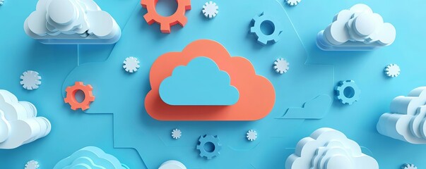 cloud APIs, API analysis, flat design, top view, integration testing, 3D render, Complementary Color Scheme