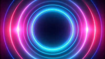 Obraz premium Neon background, neon circle, pink blue and dark background