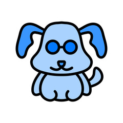 Cute Dog Blue Filled