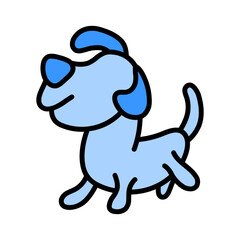 Cute Dog Blue Filled
