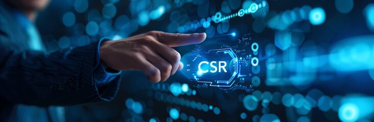 Merchants touch virtual screens with cloud technology and digital data connections. A corporate Merchants touch virtual screens with cloud technology and digital data connections. Corporate stock mark