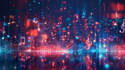 Obraz premium background featuring visual representations of sound waves and musical