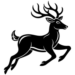 Running black Deer Logo icon vector silhouette white background