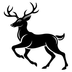 Running black Deer Logo icon vector silhouette white background