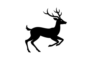 Running black Deer Logo icon vector silhouette white background