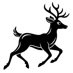Running black Deer Logo icon vector silhouette white background