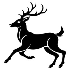 Running black Deer Logo icon vector silhouette white background