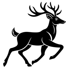 Running black Deer Logo icon vector silhouette white background
