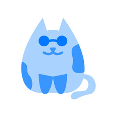 Cute Cat Blue Flat