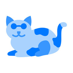 Cute Cat Blue Flat