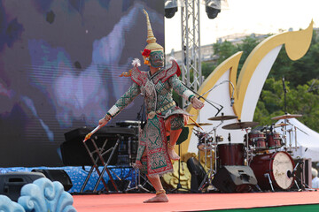 KHON THAI dancing performers of one of Thailand's most highly regarded dances.Tos-Sa-Kan actor in Thai Ramayana literature. Thai Ramayana literature actor (Thotsakan) Thailand.