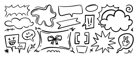 Hand drawn doodle vector set. Collection of cute hand drawn doodle.