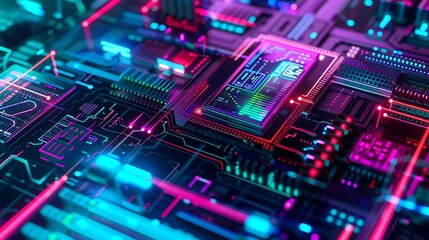 Obraz premium Futuristic 3d gaming abstract background with Caracter and glowing lines for desktop wallpaper