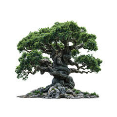 Fototapeta premium baobab tree with thick trunk and sparse canopy, sharp clipart-style outlines, isolated on crisp white background