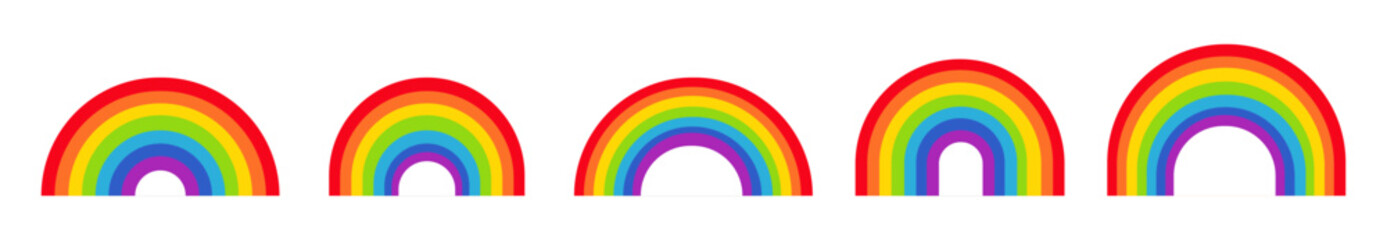 Fototapeta premium Rainbow set: 5 colors, 6 colors, 7 colors, 8 colors, narrow to wide rainbow vector set icons 