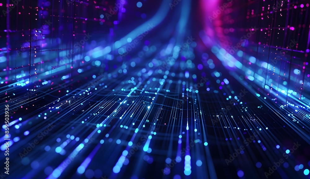 Poster a digital web of lines and glowing dots, representing the complex network that is data visualization