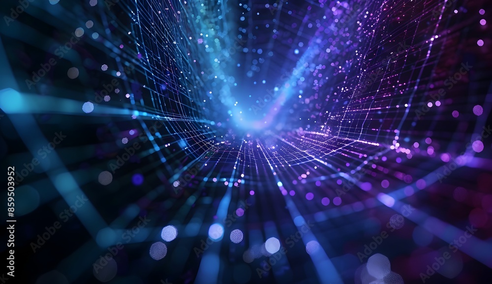 Poster a digital web of lines and glowing dots, representing the complex network that is data visualization