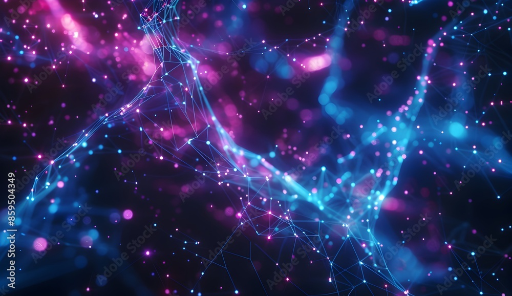 Poster a digital web of lines and glowing dots, representing the complex network that is data visualization
